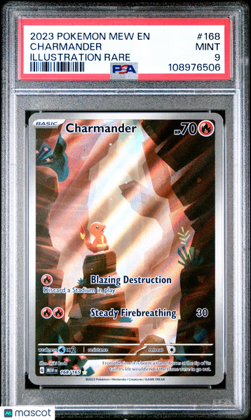 2023 Pokemon Mew EN-151 Charmander #168 Illustration Rare PSA 9