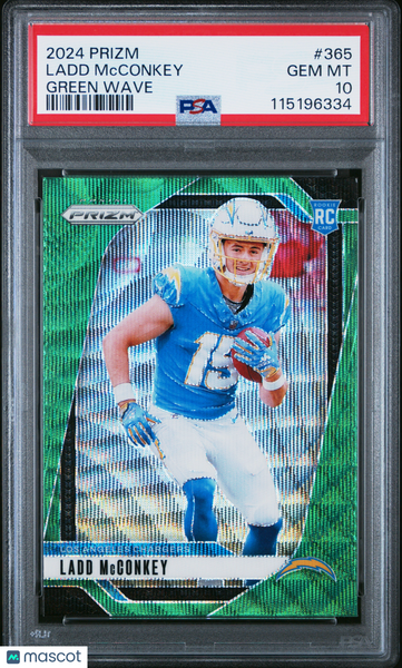 Ladd Mcconkey - 2024 Panini Prizm Green Wave PSA 10