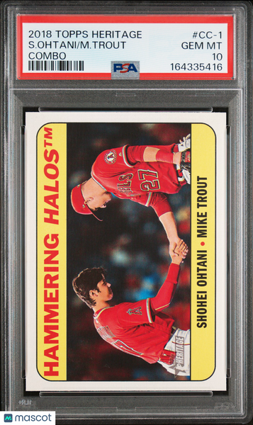 Shohei Ohtani Trout - 2018 Topps Heritage Combo Hammering Halos PSA 10