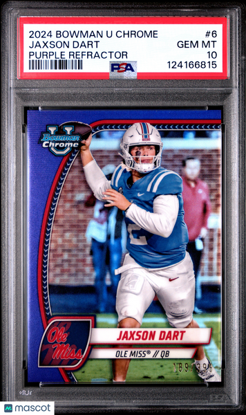 Jaxson Dart - 2024 Bowman University Chrome Purple Refractor PSA 10 189/399