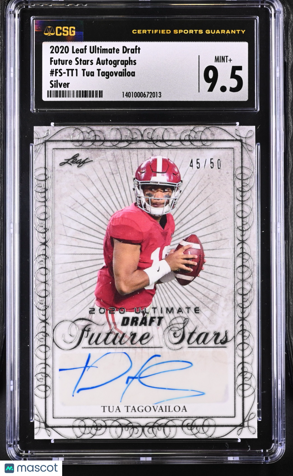 Tua Tagovailoa 2020 Leaf Ultimate Draft CGC 9.5 /50 Future Stars Auto Silver