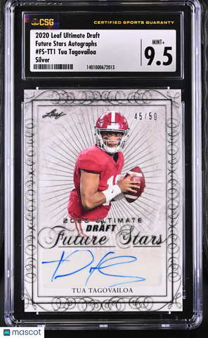 Tua Tagovailoa 2020 Leaf Ultimate Draft CGC 9.5 /50 Future Stars Auto Silver