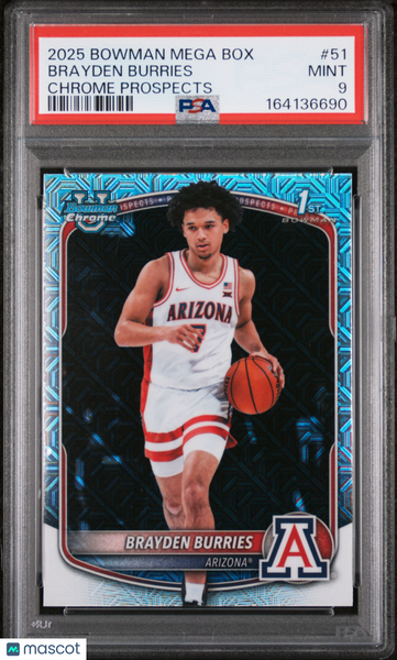 Brayden Burries - 2025 Bowman Mega Box Chrome Prospects PSA 9