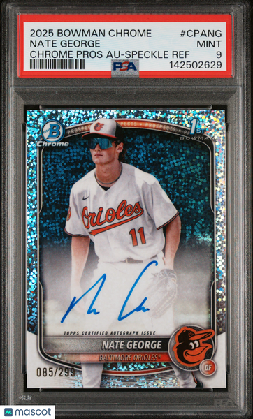 Nate George - 2025 Bowman Chrome Prospect Autographs Speckle Ref PSA 9 085/299