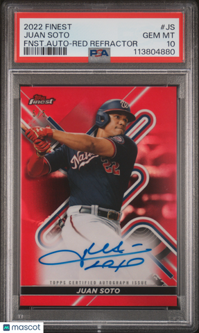 Juan Soto - 2022 Topps Finest Finest Auto Red Refractor PSA 10 5/5