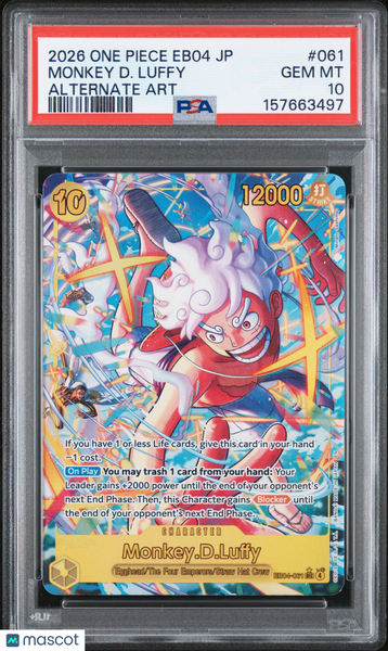 2026 One Piece Japanese Eb04-Extra Booster Egghead Crisis Monkey D. Luffy Japanese Alternate Art PSA 10 #061