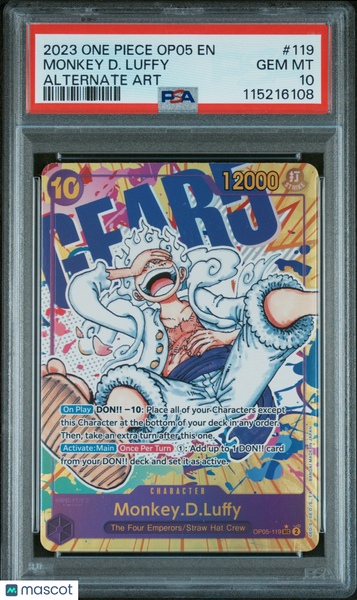 2023 One Piece OP05-119 Monkey D. Luffy Alternate Art PSA 10 #119