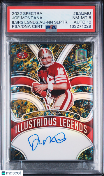 Joe Montana - 2022 Panini Spectra Illustrious Legends Auto 5/5 PSA 8
