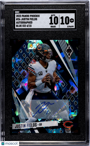 Justin Fields - 2023 Panini Phoenix Autograph Blue Ice SGC 10 /15