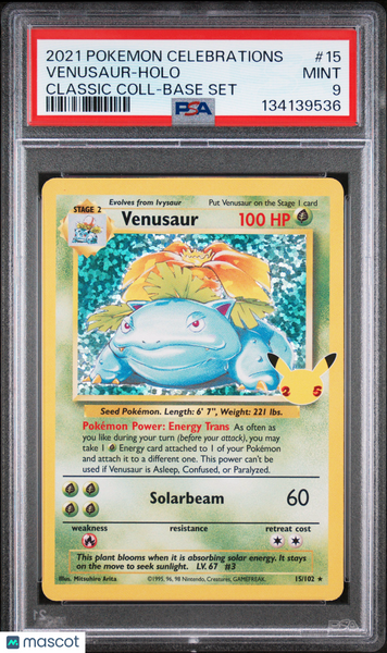 2021 Pokemon Celebrations  Venusaur Holo Classic Coll-Base Set PSA 9 #15