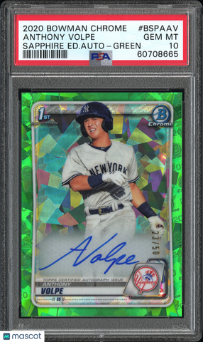 Anthony Volpe - 2020 Bowman Chrome Sapphire  Auto Ed. Auto Green PSA 10