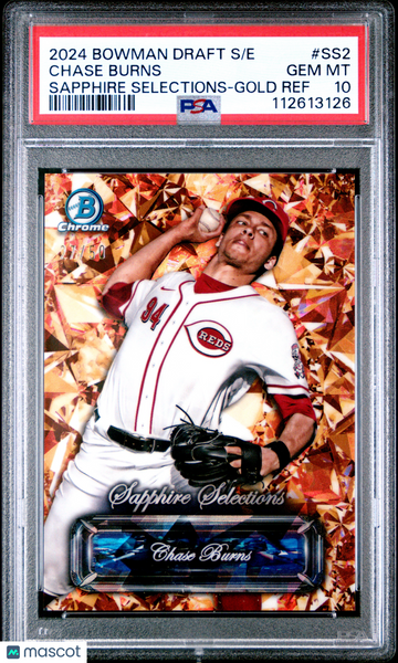 Chase Burns - 2024 Bowman Draft Sapphire Edition Sapphire Selections Gold Ref PSA 10 27/50