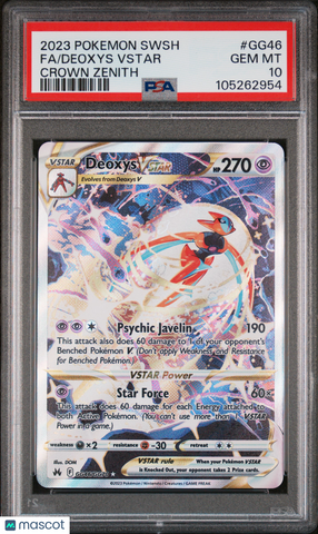 2023 Pokemon Sword And Shield Crown Zenith Deoxys Vstar Fa #GG46 Crown Zenith PSA 10