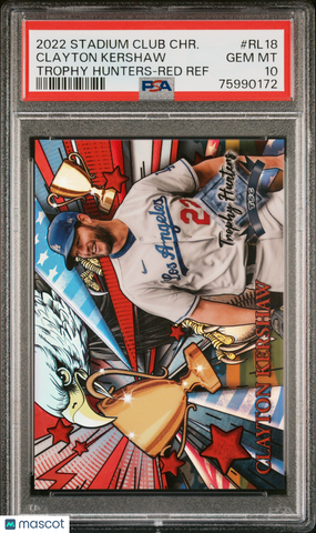 Clayton Kershaw - 2022 Topps Stadium Club Chrome Trophy Hunters Red Ref PSA 10 3/5
