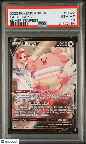 2022 Pokemon Sword & Shield Silver Tempest Blissey V #TG22 Fa Silver Tempest PSA 10