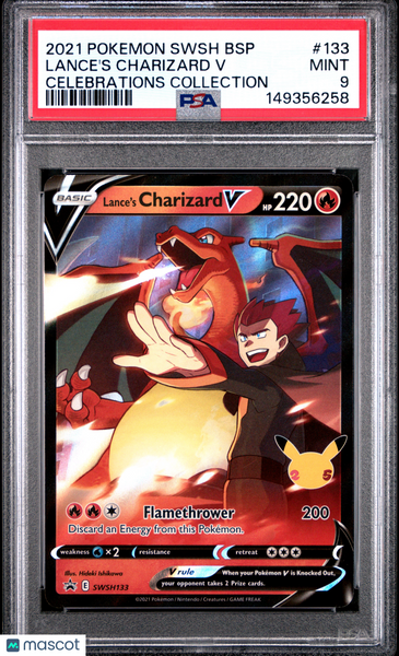 2021 Pokemon Swsh Black Star Promo Lance's Charizard V Cele-Coll PSA 9 #133