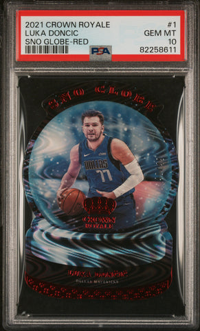 Luka Doncic - 2021 Panini Crown Royale Sno Globe Red PSA 10