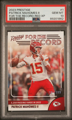 Patrick Mahomes II - 2023 Panini Prestige For The Record Red XP PSA 10