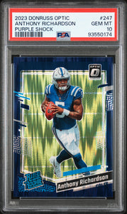 Anthony Richardson - 2023 Panini Donruss Optic Purple Shock PSA 10