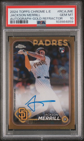 Jackson Merrill - 2024 Topps Chrome Logofractor Chrome Auto Gold PSA 10