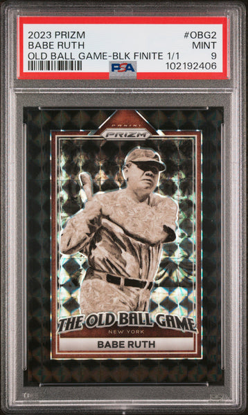 Babe Ruth - 2023 Panini Prizm The Old Ball Game BLK Finite 1 1 PSA 9