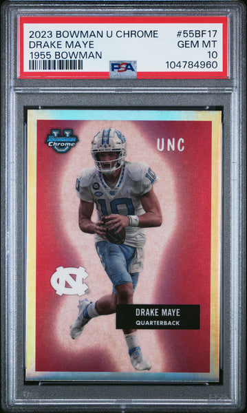 Drake Maye - 2023 Bowman University Chrome 1955 Bowman PSA 10