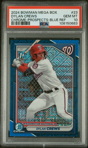 Dylan Crews - 2024 Bowman Mega Box Chrome Prospects Blue Ref 82/150 PSA 10