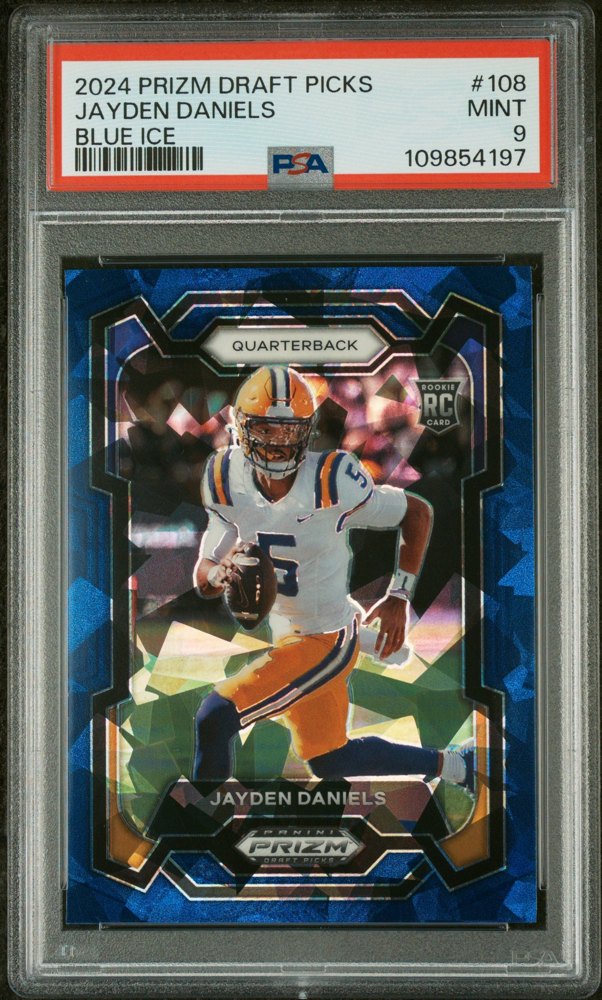 Jayden Daniels - 2024 Panini Prizm Draft Picks Blue Ice PSA 9 42/99