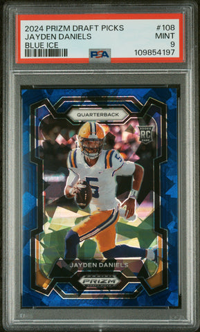 Jayden Daniels - 2024 Panini Prizm Draft Picks Blue Ice PSA 9 42/99