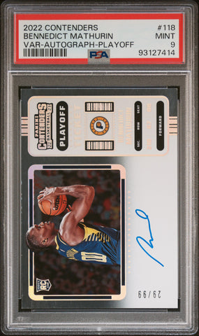 Bennedict Mathurin - 2022 Panini Contenders Var Autograph Playoff PSA 9