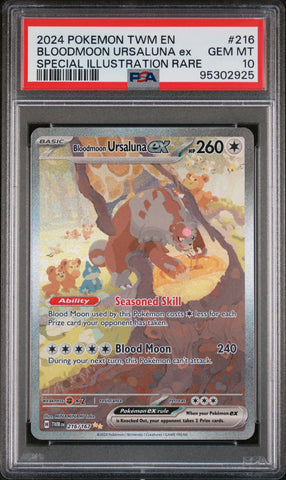 Pokemon TCG Bloodmoon Ursaluna EX #216 Special Illustration Rare PSA 10