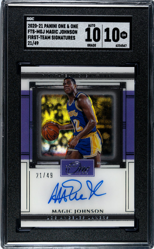 Magic Johnson - 2020 Panini One & One First Team Sigs. SGC 10 21/49