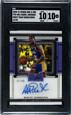 Magic Johnson - 2020 Panini One & One First Team Sigs. SGC 10 21/49