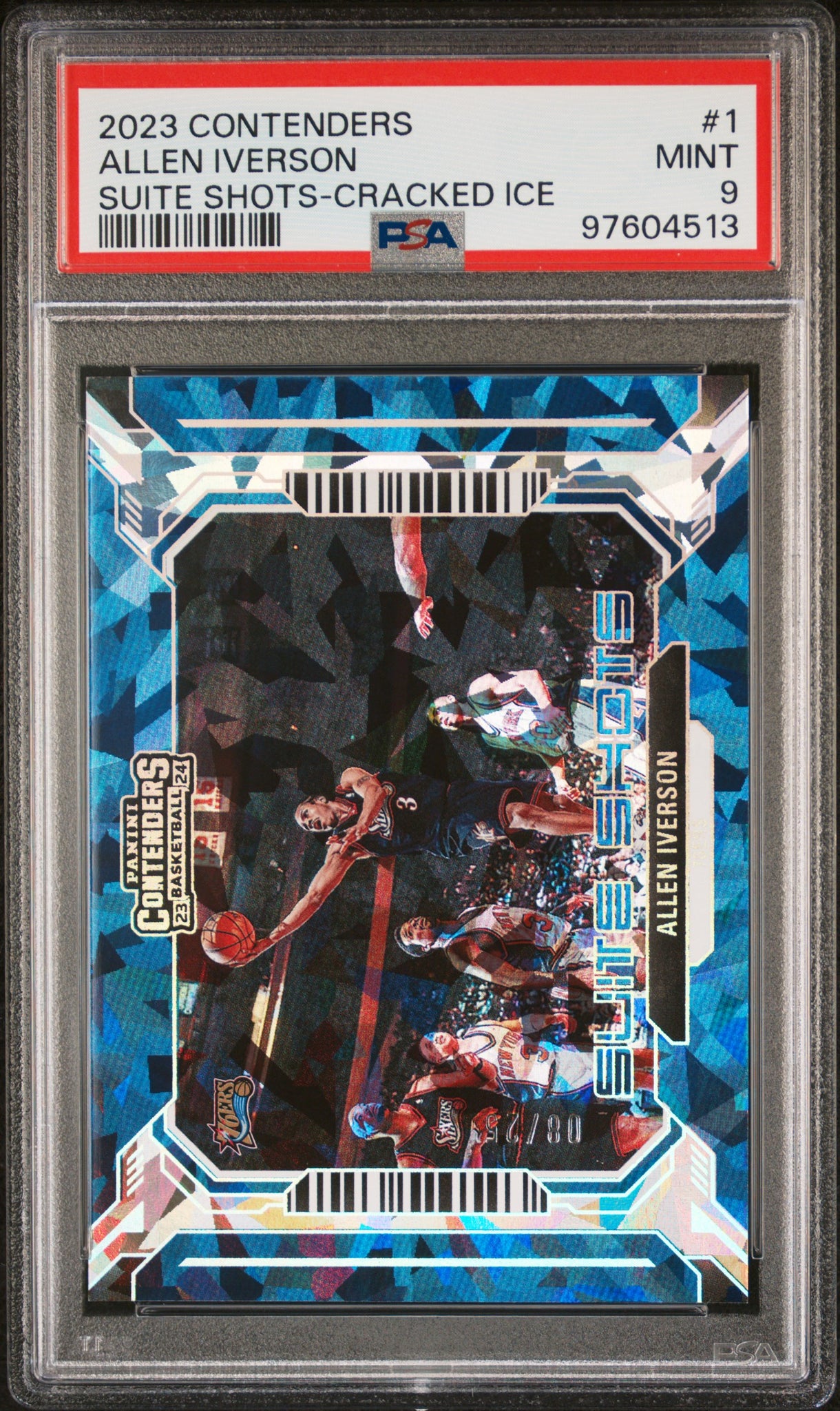 Allen Iverson - 2023 Panini Contenders Suite Shots Cracked Ice PSA 9 8/25