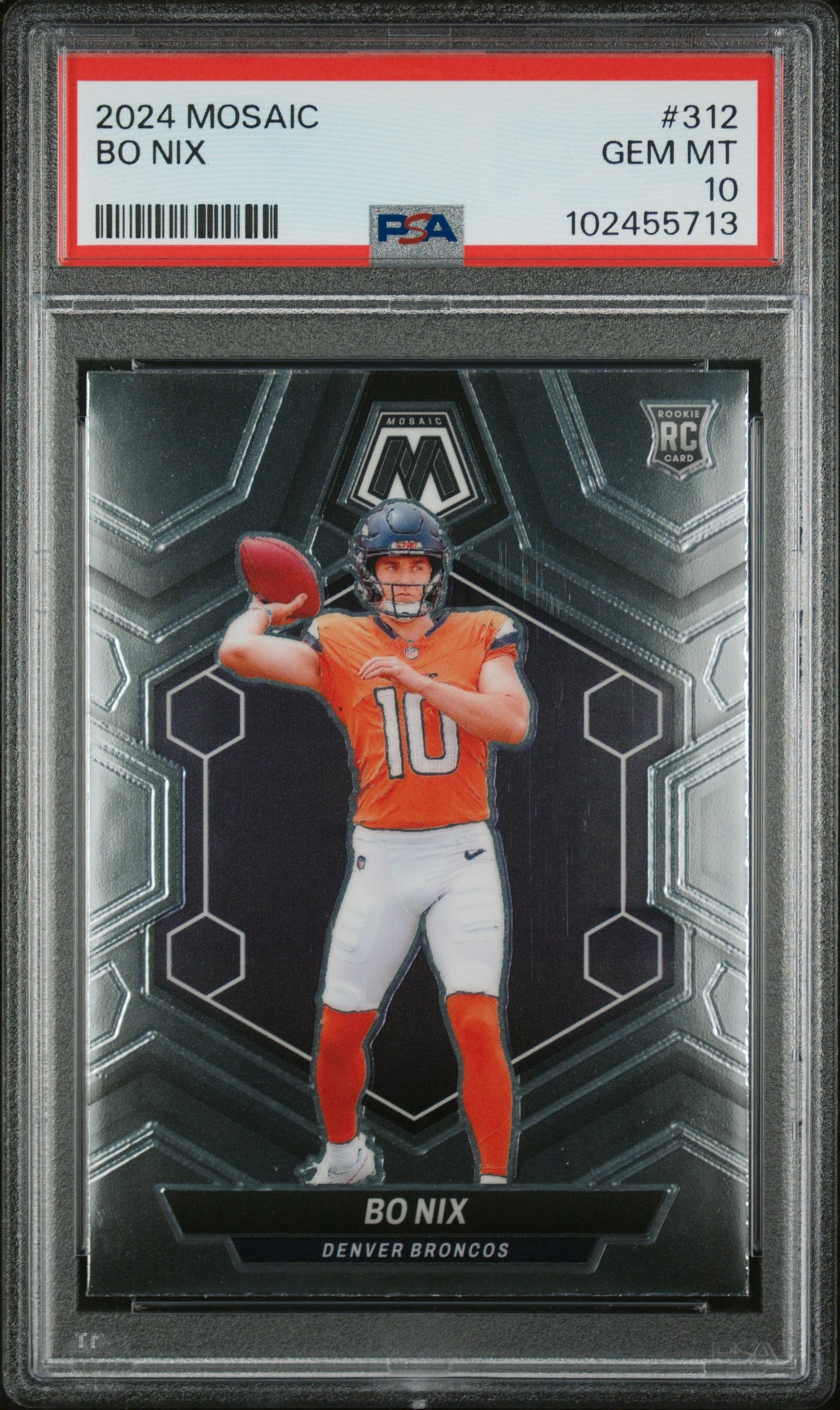 Bo Nix - 2024 Panini Mosaic PSA 10