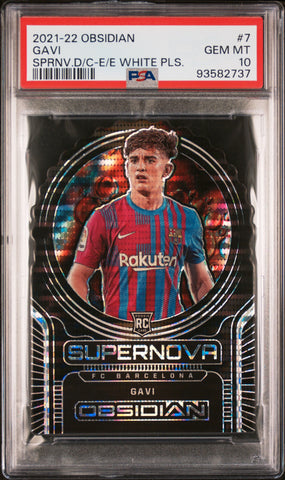 Gavi - 2021 Panini Obsidian Supernova Die-Cut Sprnv. D White PLS. PSA 10