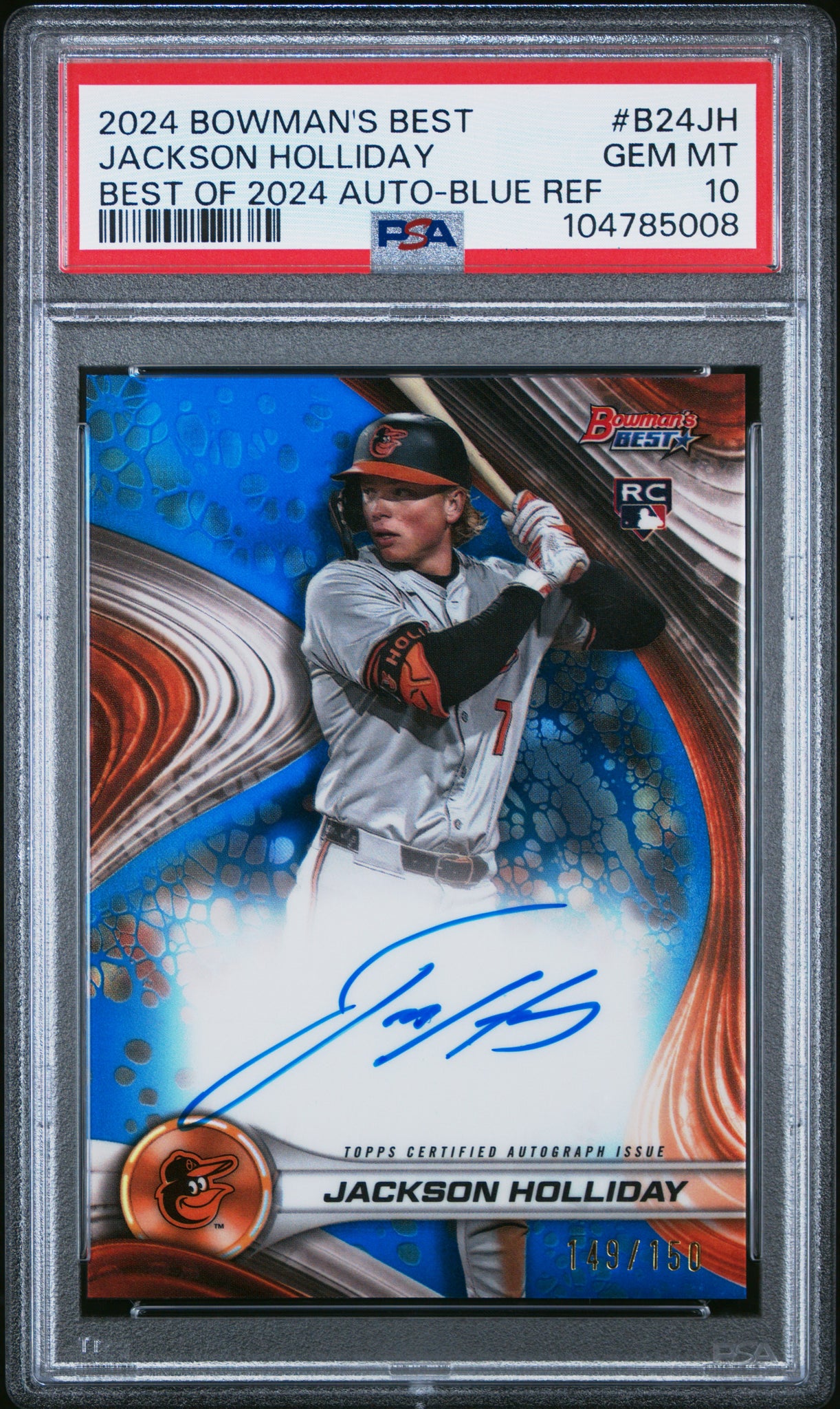 Jackson Holliday - 2024 Bowman's Best Best Of Autographs Blue Ref PSA 10 149/150