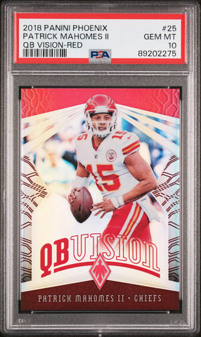 Patrick Mahomes II - 2018 Panini Phoenix QB Vision Red PSA 10