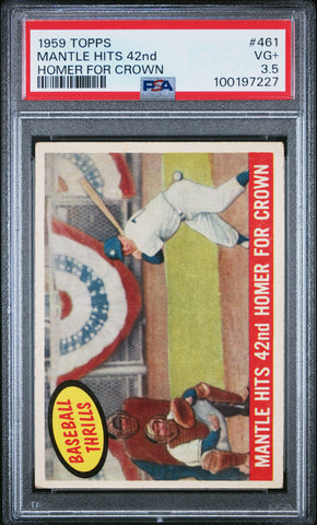 Mantle Hits 42nd - 1959 Topps Homer For Crown PSA 3.5