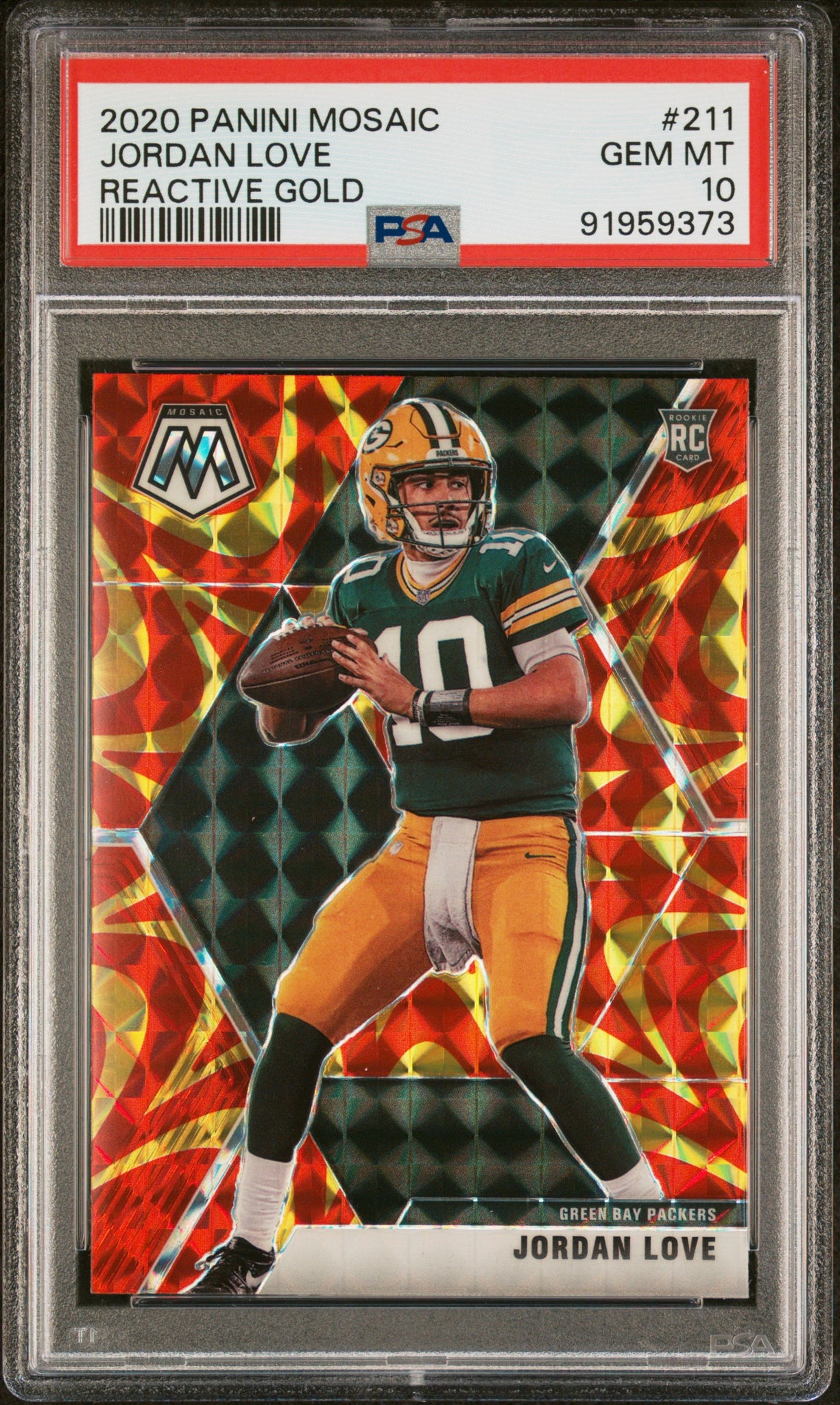 Jordan Love - 2020 Panini Mosaic Reactive Gold PSA 10