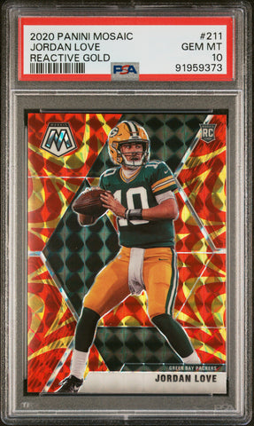 Jordan Love - 2020 Panini Mosaic Reactive Gold PSA 10