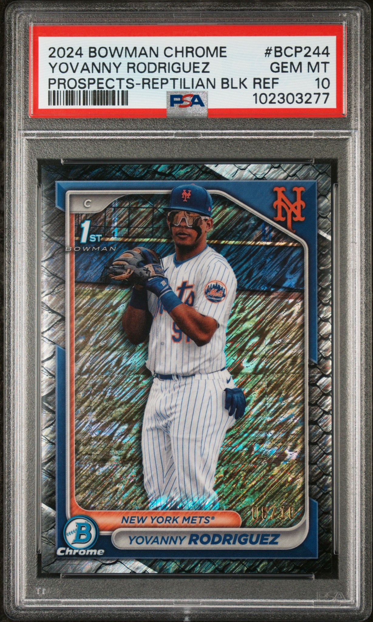 Yovanny Rodriguez - 2024 Bowman Chrome Prospects Reptilian BLK Ref PSA 10