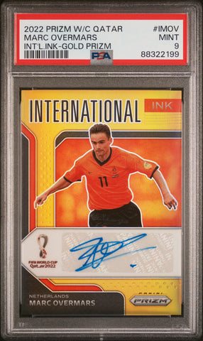 Marc Overmars - 2022 Panini Prizm World Cup Qatar International Ink  Gold PSA 9