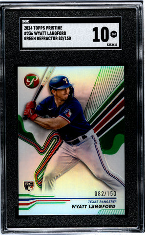 Wyatt Langford - 2024 Topps Pristine Green Refractor SGC 10