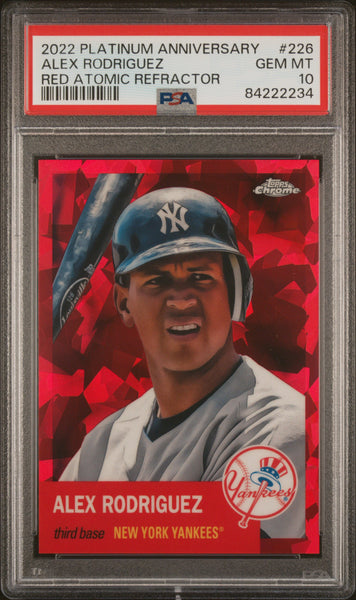 Alex Rodriguez - 2022 Topps Chrome Plat Anniversary Red Atomic Refractor PSA 10