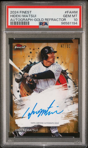 Hideki Matsui - 2024 Topps Finest Finest Autographs Gold Refractor PSA 10