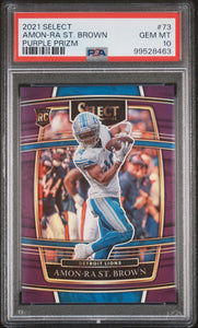 Amon-Ra ST. Brown - 2021 Panini Select Purple Prizm PSA 10