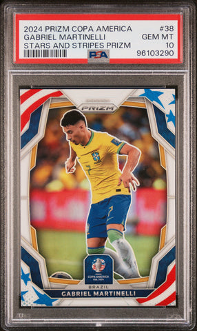 Gabriel Martinelli - 2024 Panini Prizm Copa America Stars And Stripes PSA 10