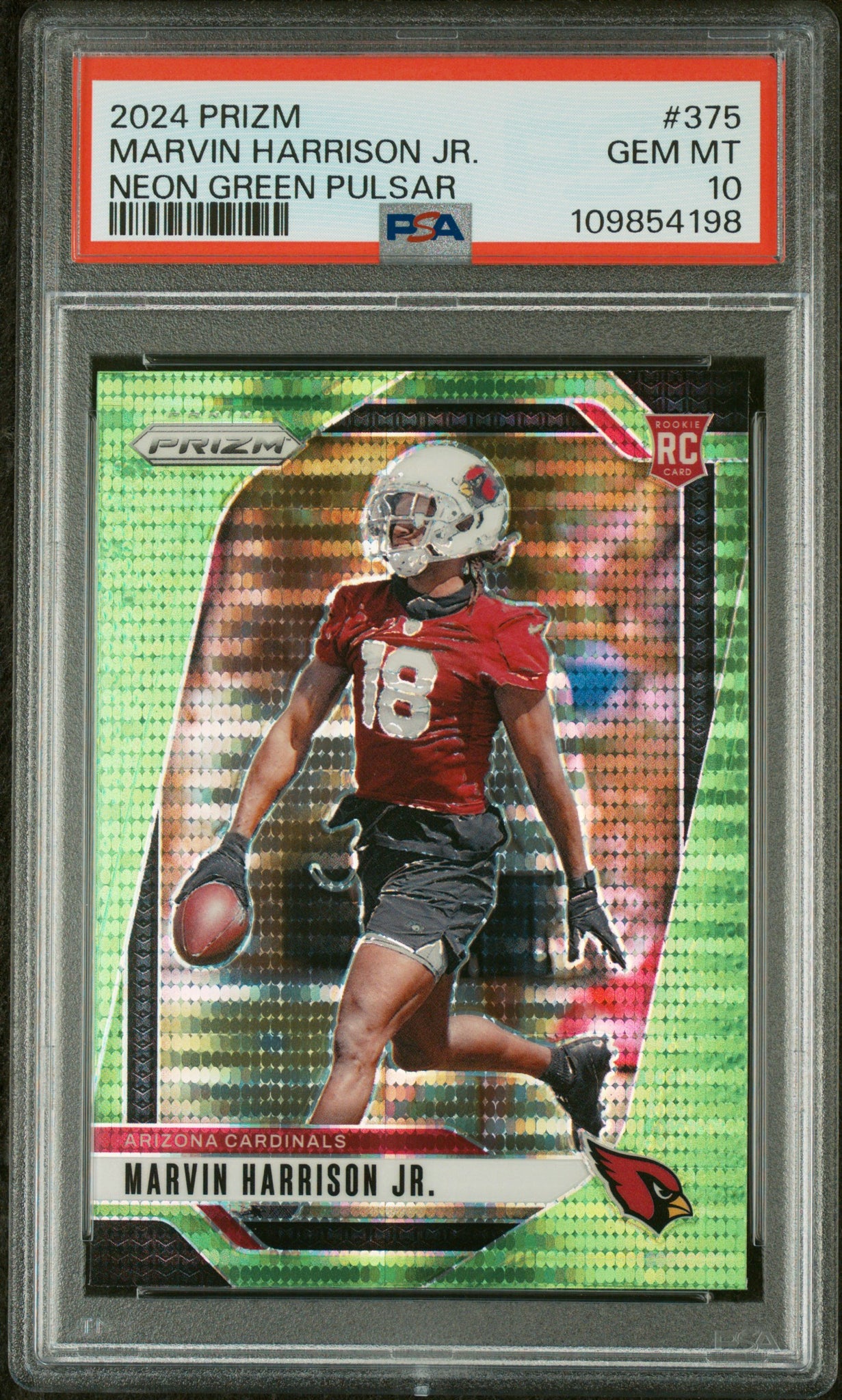 Marvin Harrison JR. - 2024 Panini Prizm Neon Green Pulsar PSA 10