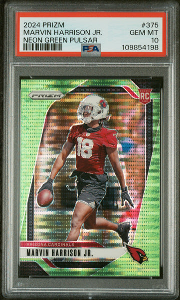 Marvin Harrison JR. - 2024 Panini Prizm Neon Green Pulsar PSA 10